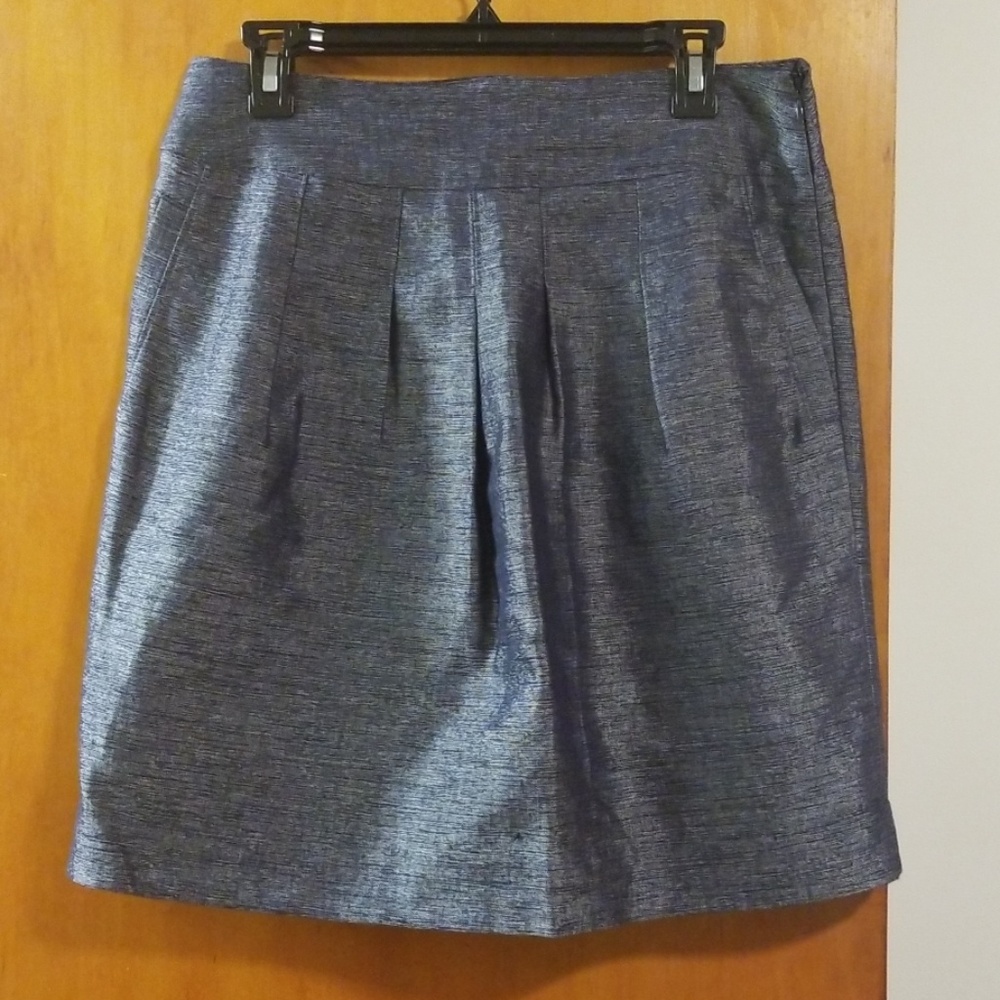 Ann Taylor metallic denim skirt w/pockets Sz 8